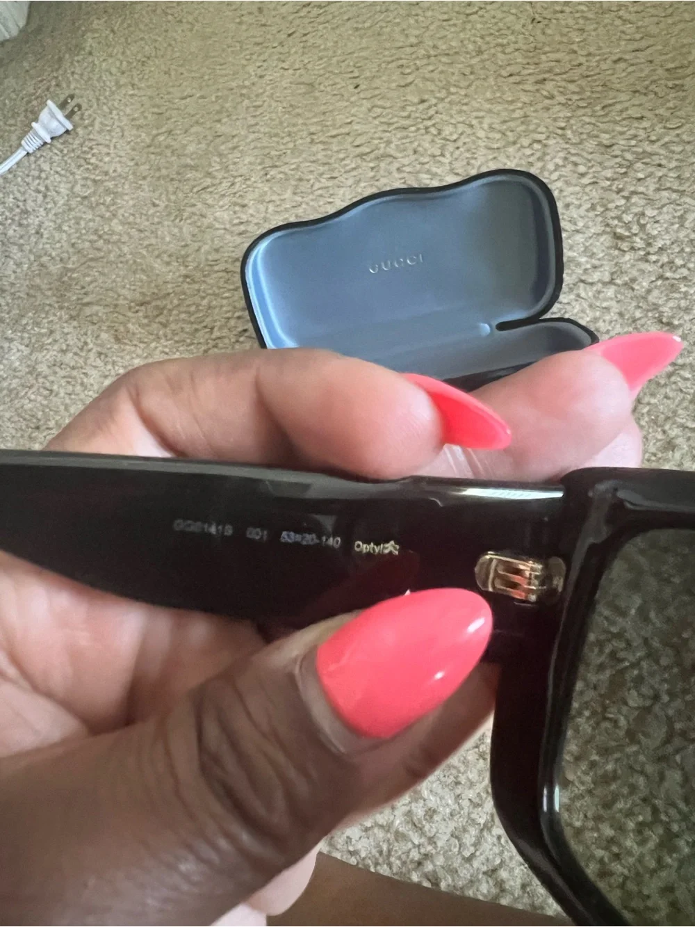 Gucci Black Sunglasses with Gold Logo Case